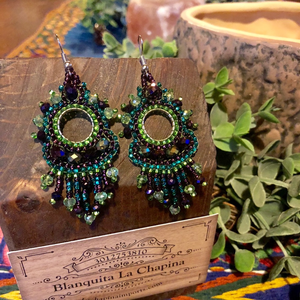 Handmade beaded earrings from Guatemala.